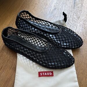 STAUD Alba Black Mesh Net Ballet Flats Worn Once Size 36 US Size 6